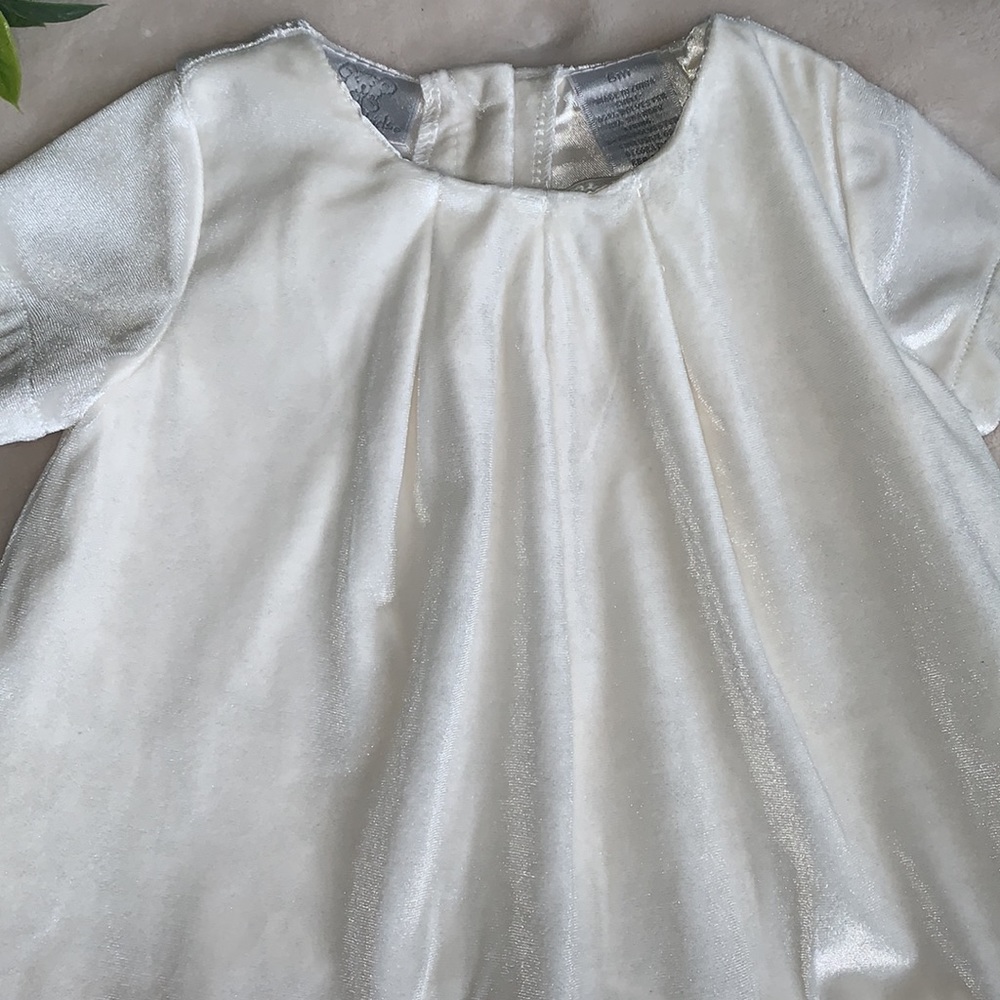 Koala Kids Ivory Velveteen Baby Girl Dress 6M Satin Trim EUC - Picture 3 of 13